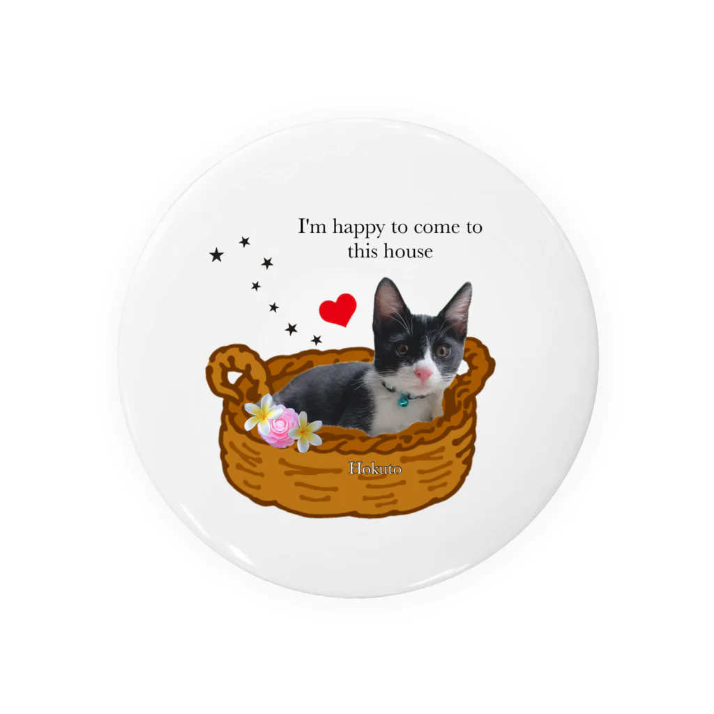 ラブリーピンクのカゴに入ったhappy子猫 Tin Badge