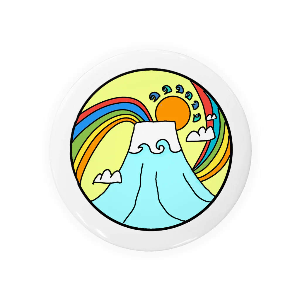 aloha_world_in_circleのjapan mount Fuji rainbow 缶バッジ