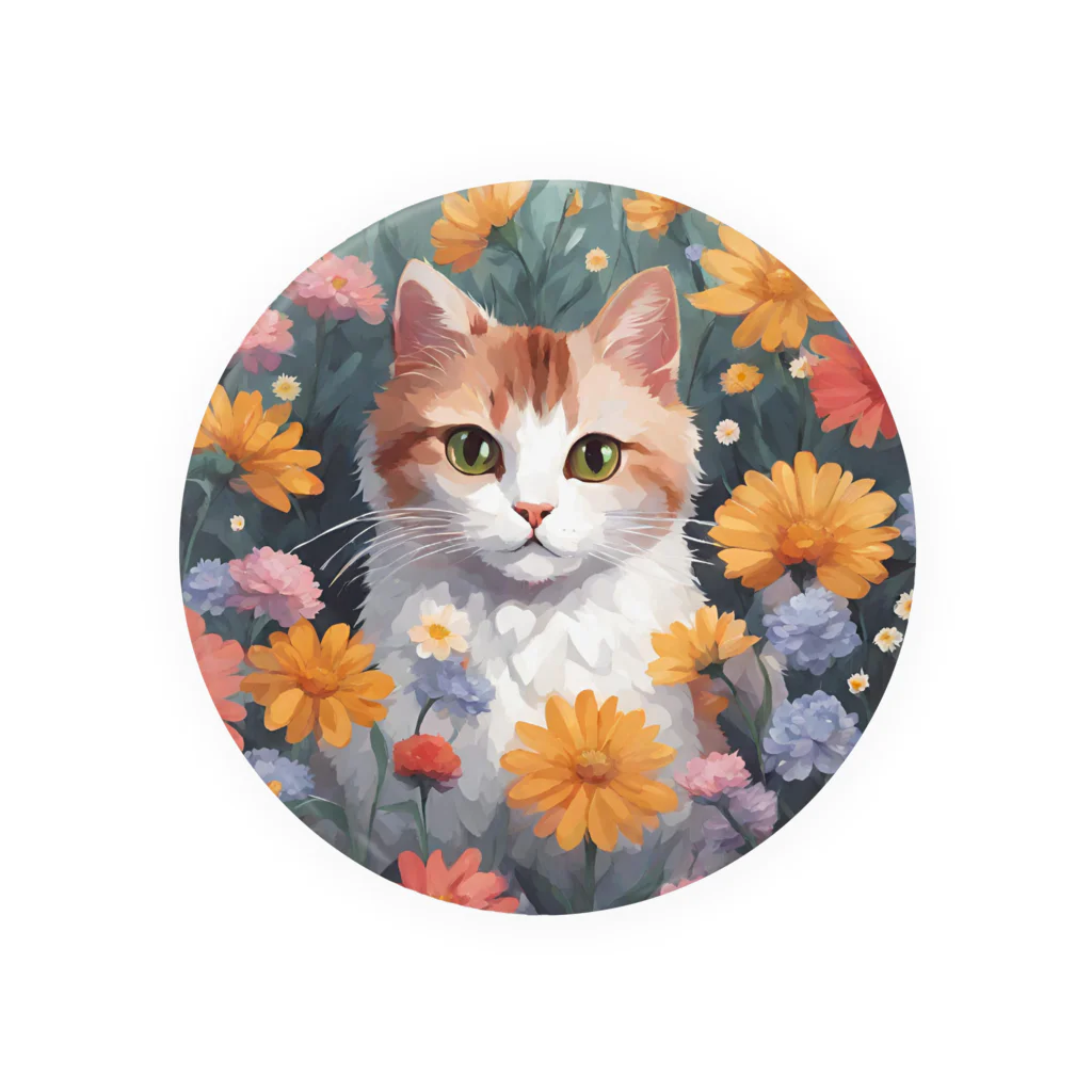 FLOWERアニマルのロココFLOWERキャットコスモス Tin Badge