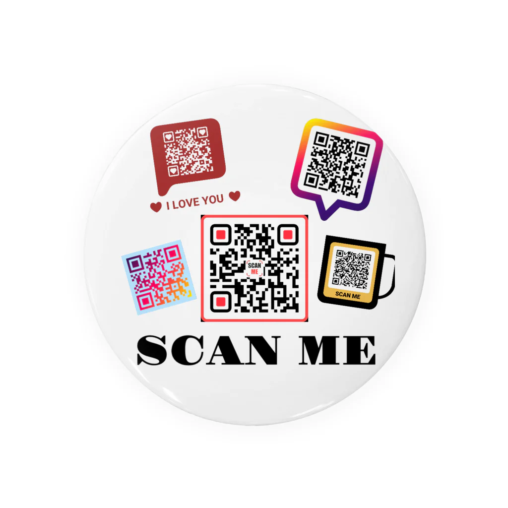 Studio L.O.LのSCAN ME いっぱいのQRコード 缶バッジ