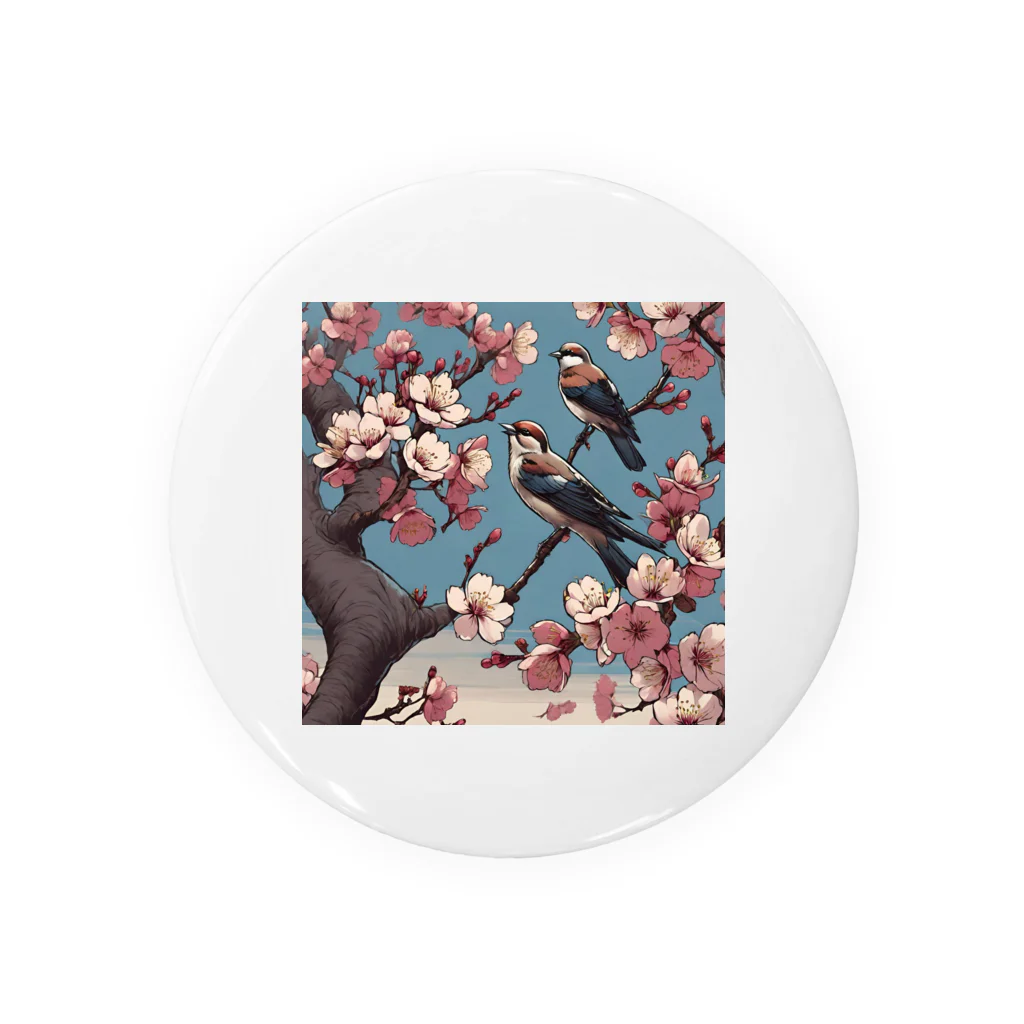 ウェブエンパイアの桜と雀（Cherry blossom & sparrow)  01 Tin Badge