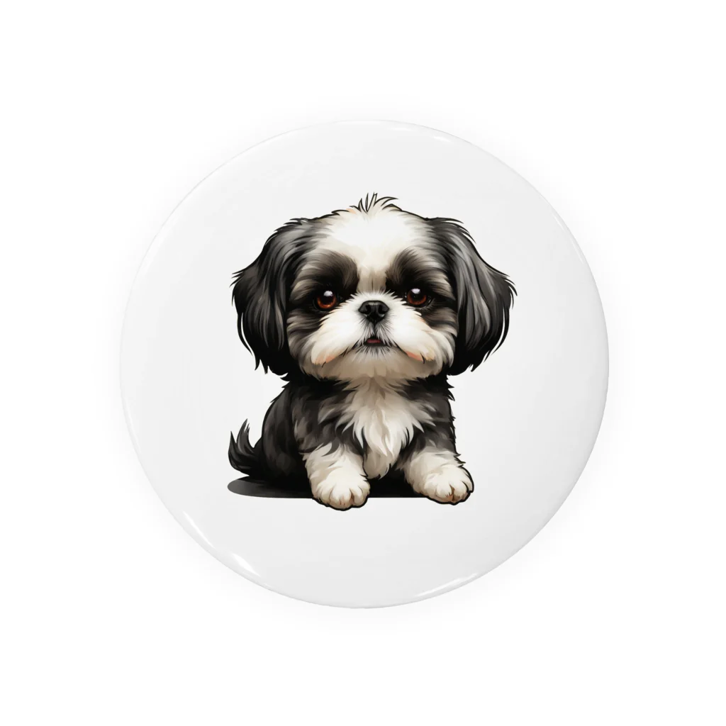 Shih Tzu Fanのシーズー（黒／白） 缶バッジ