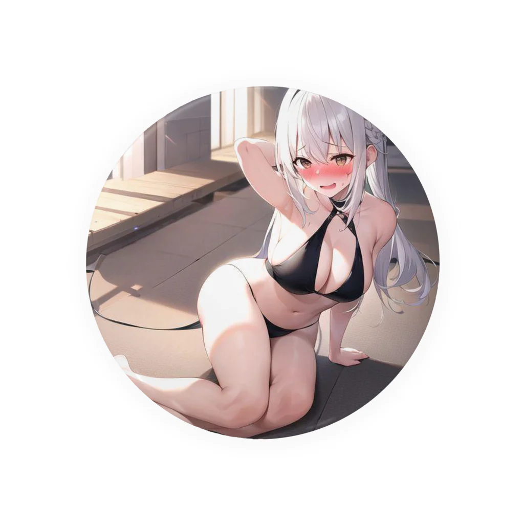 あなたに夢中の黒いビキニの女の子（銀髪Ｖｅｒ．） Tin Badge