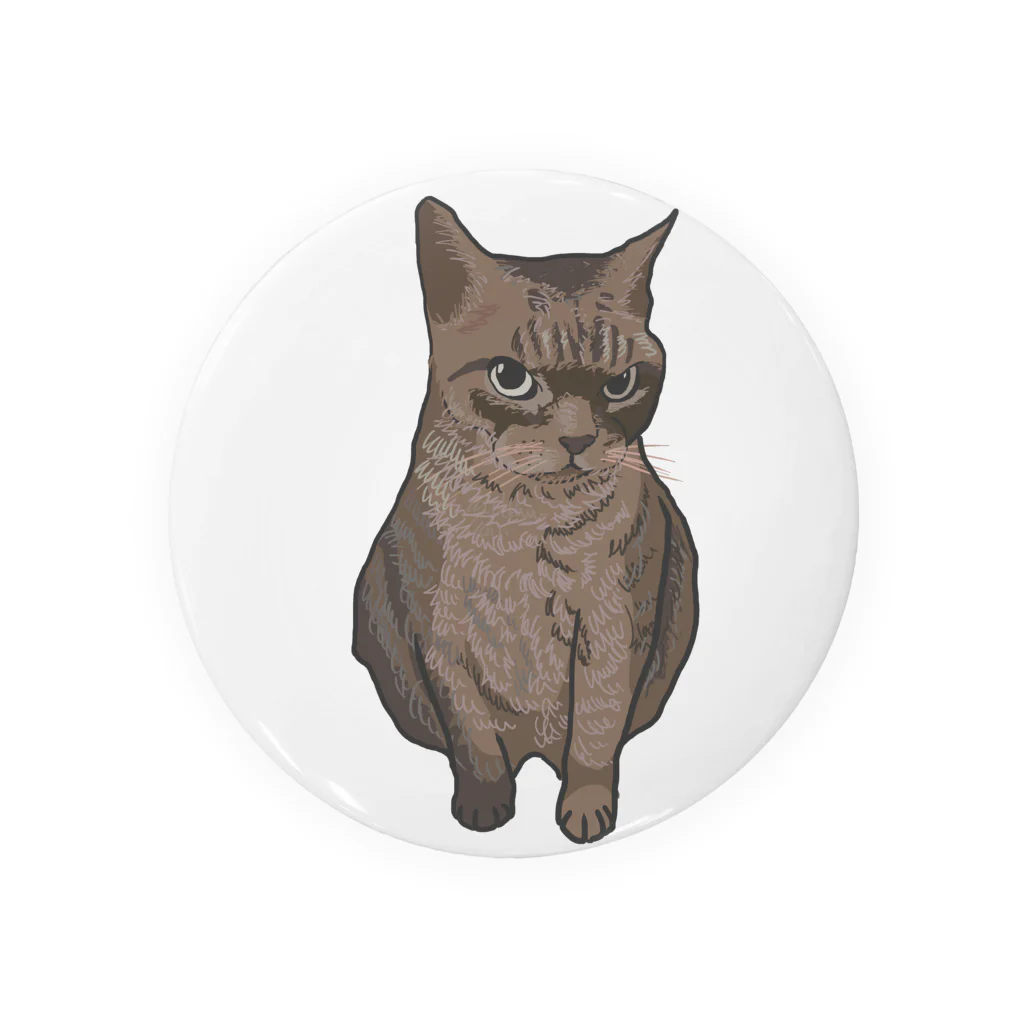 手書きイラストで猫ミームの怪しむ猫 Tin Badge