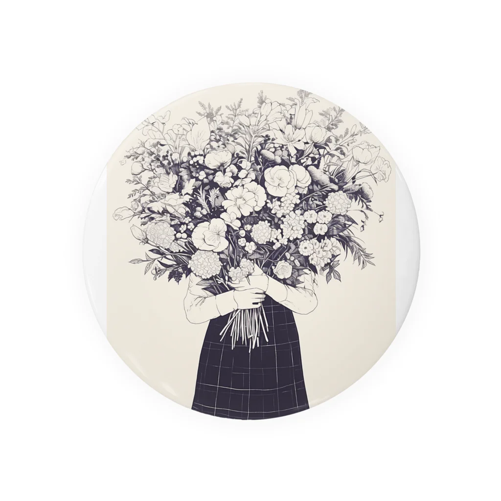 AQUAMETAVERSEの墨絵の様な花束と少女　ラフルール　1859 Tin Badge