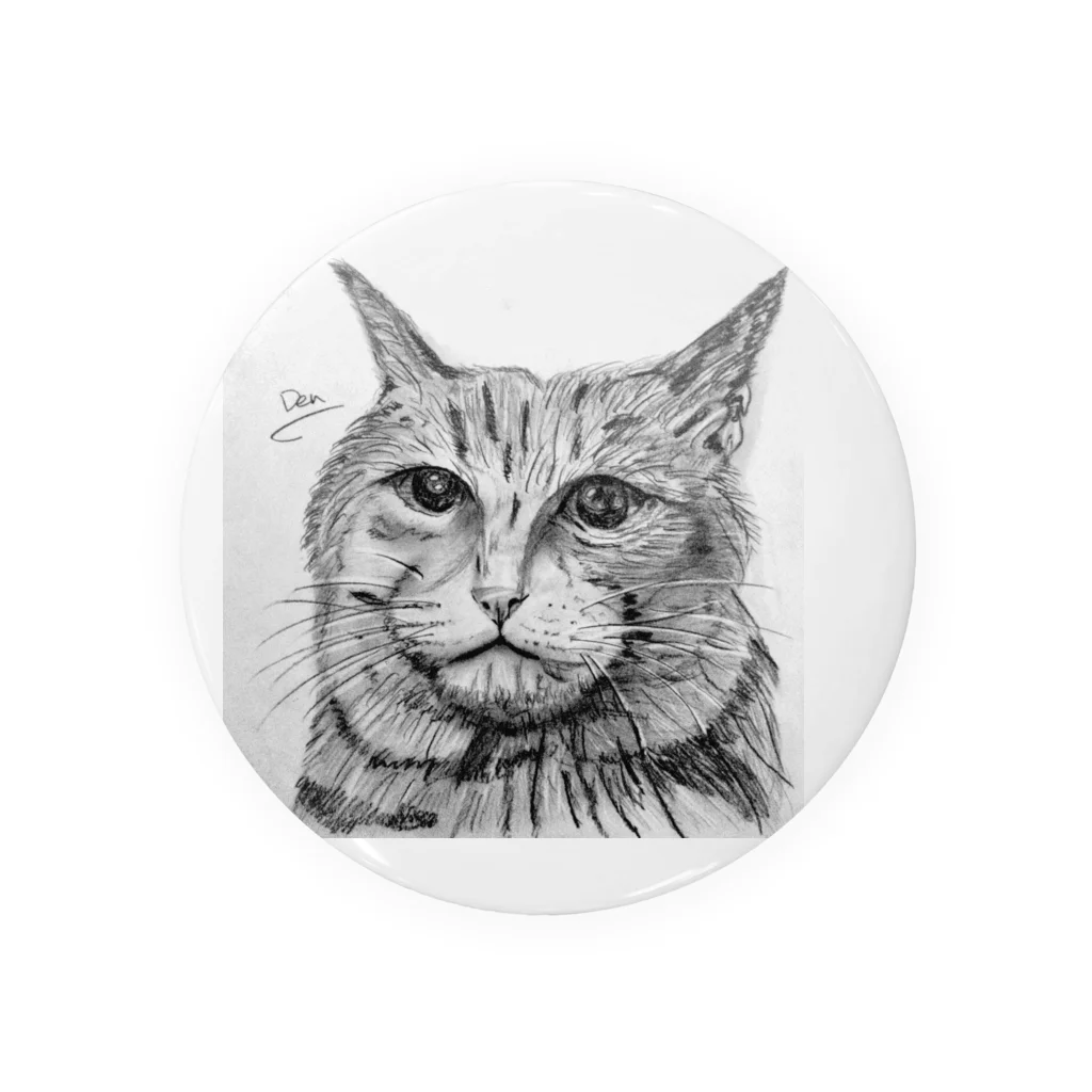 でんちゃんの鉛筆画の猫ちゃん Tin Badge