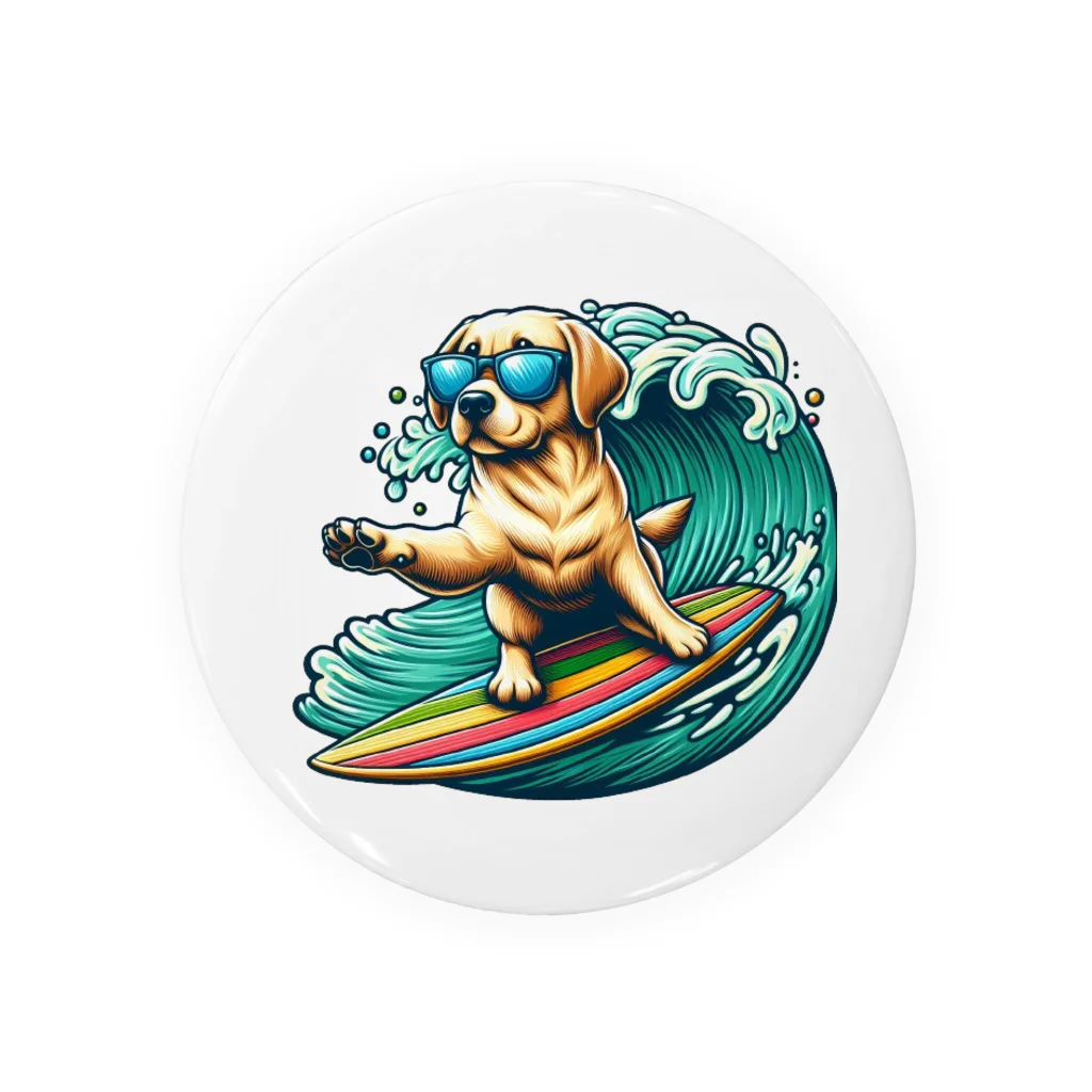 Surfing Dogの波乗りラブラドール 缶バッジ