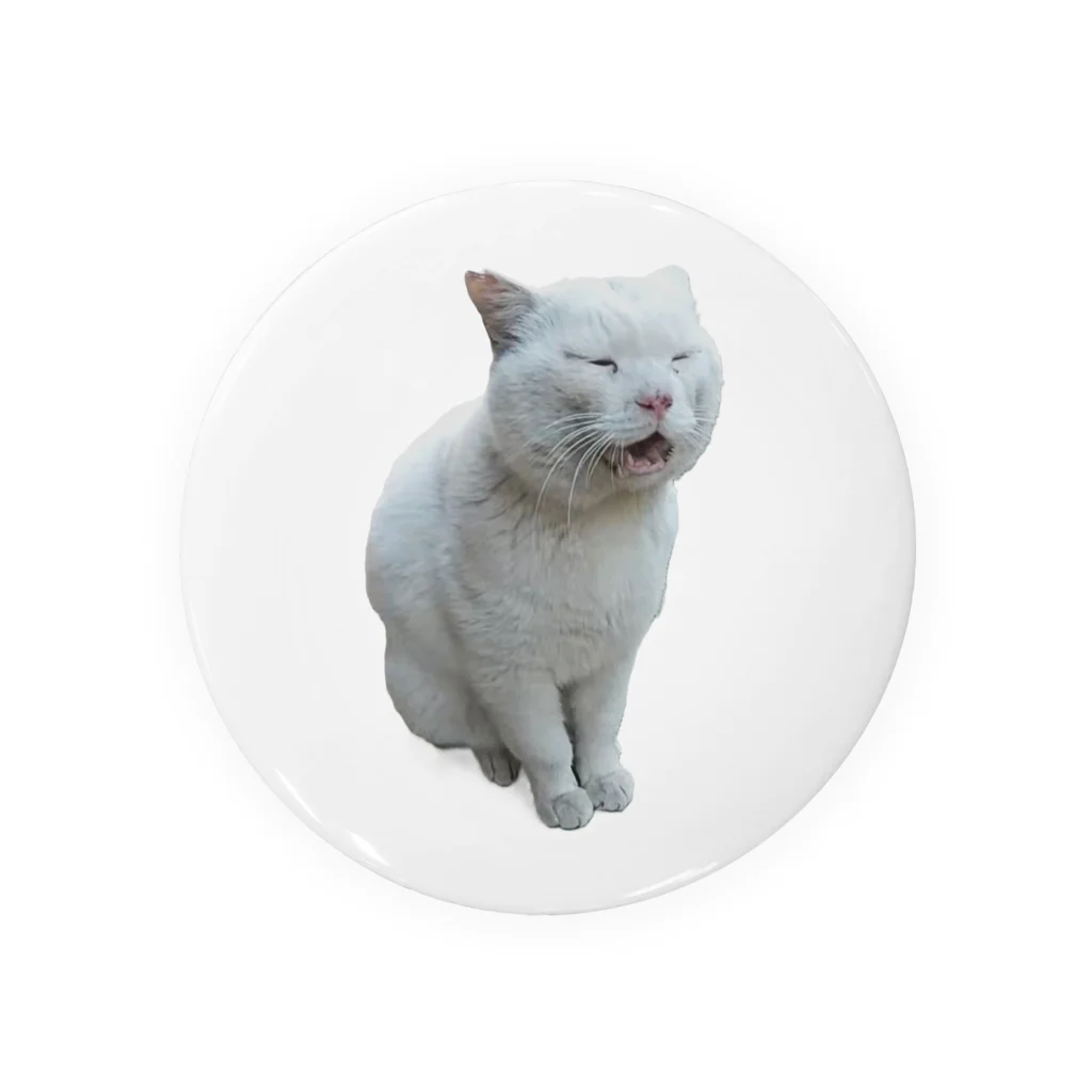 猫の笑顔の白猫のお父さん 缶バッジ