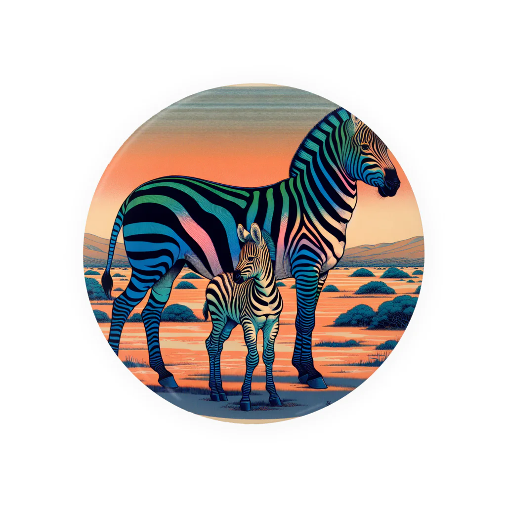 chaochao0701の浮世絵風　シマウマ（偉大な野生動物）"Ukiyo-e Style Zebra (Majestic Wild Animal)" "浮世绘风格的斑马（伟大的野生动物）" 缶バッジ