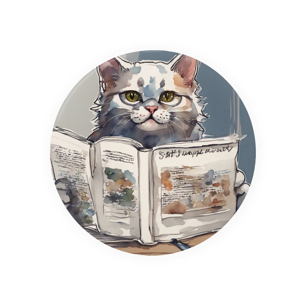 ローズの雑誌を読む猫 Tin Badge