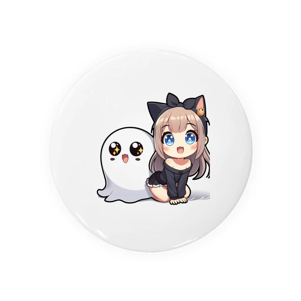 ハローにゃんポコちんストア ～幻想の世界へようこそ～の猫耳キャットガール＆ゴースト Tin Badge