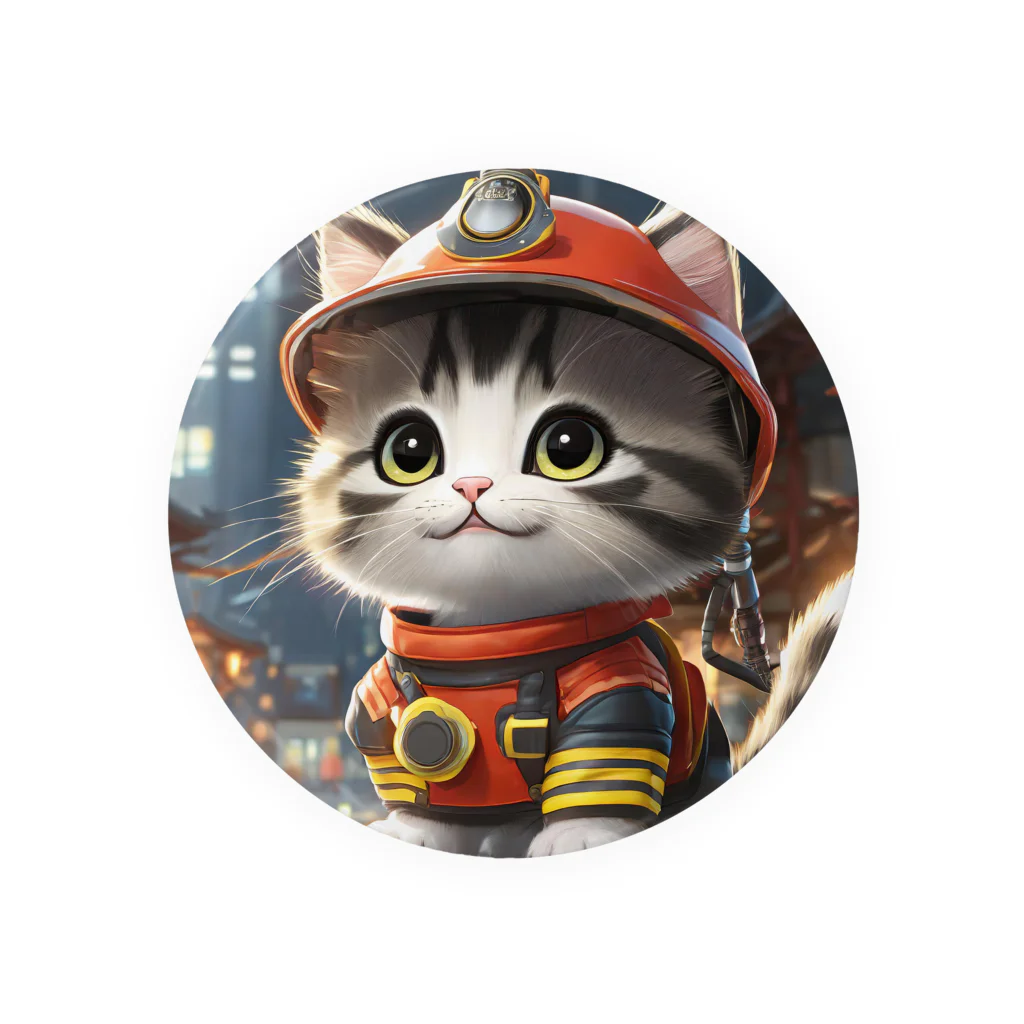 ねこねこねこんの猫が消防士 Tin Badge