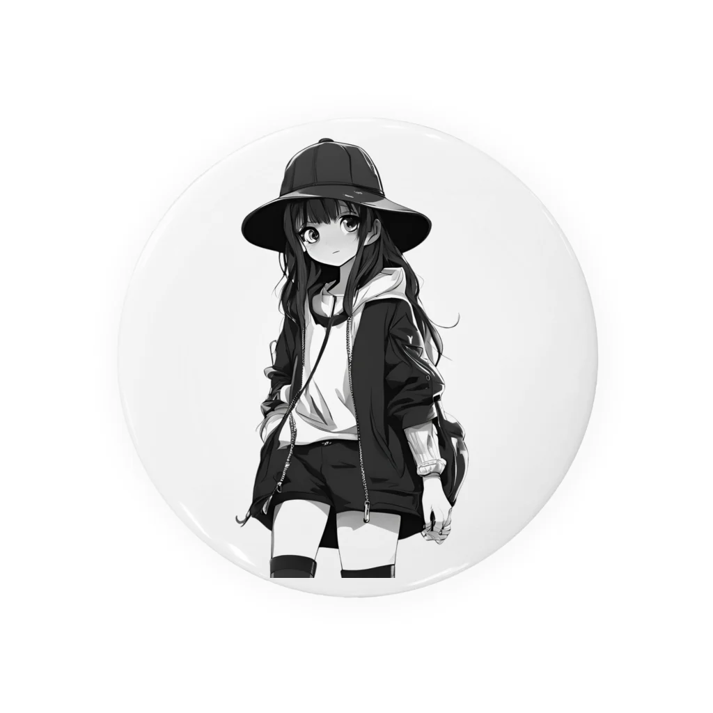 モノクロ美少女の悲しみ美少女モノクロ Tin Badge