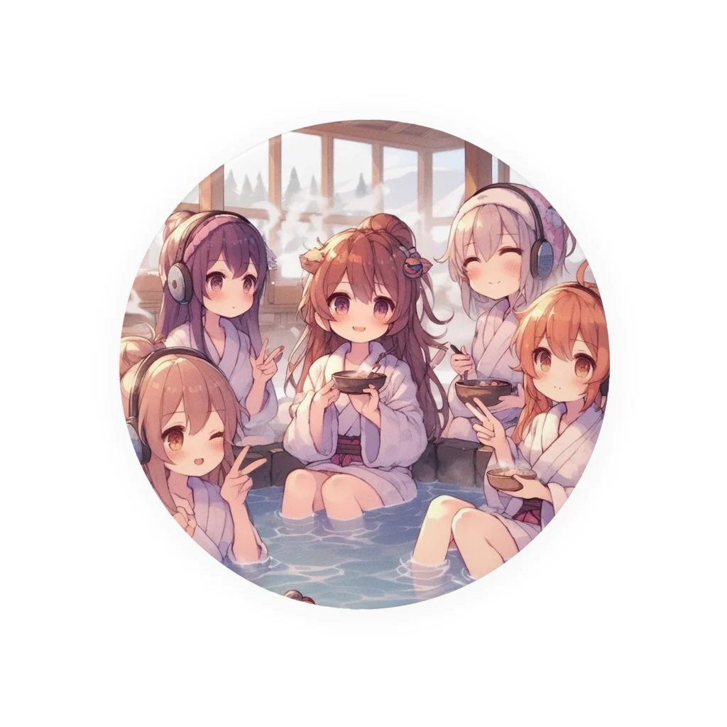 SWQAの温泉を楽しむ女子 Tin Badge