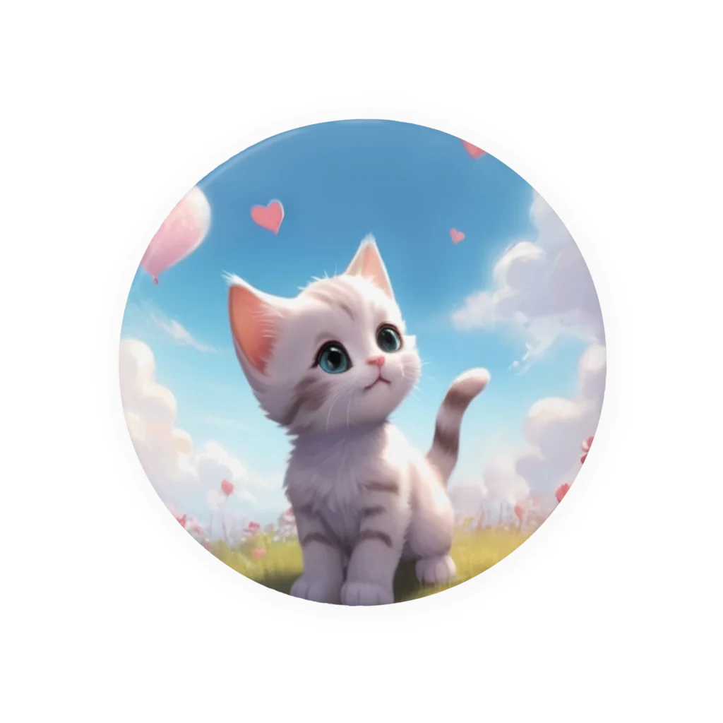 chibi_hikariのCute Kitten with Pink Heart Cloud Tin Badge