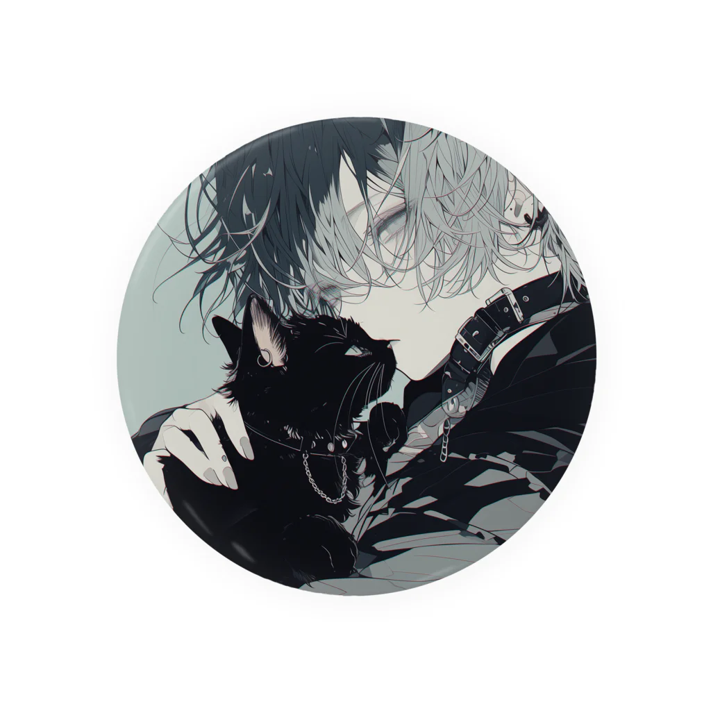 as -AIイラスト- の黒猫と君 Tin Badge