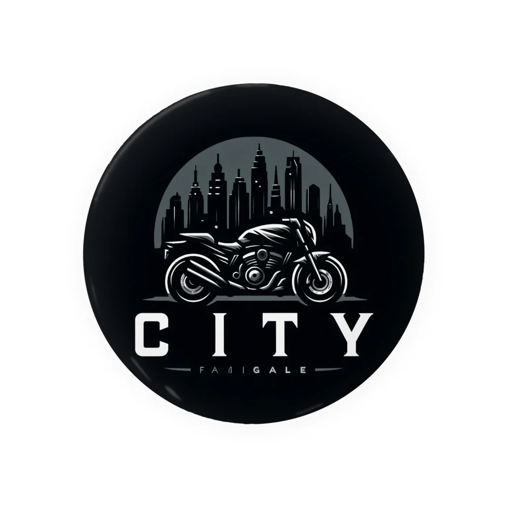 the blue seasonの都市とバイクのダークロゴデザイン Tin Badge