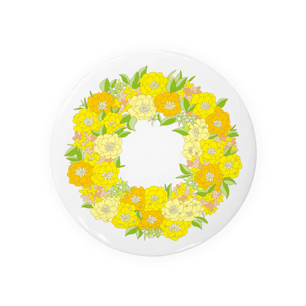 UsamimiXの春の黄色いお花リース 缶バッジ