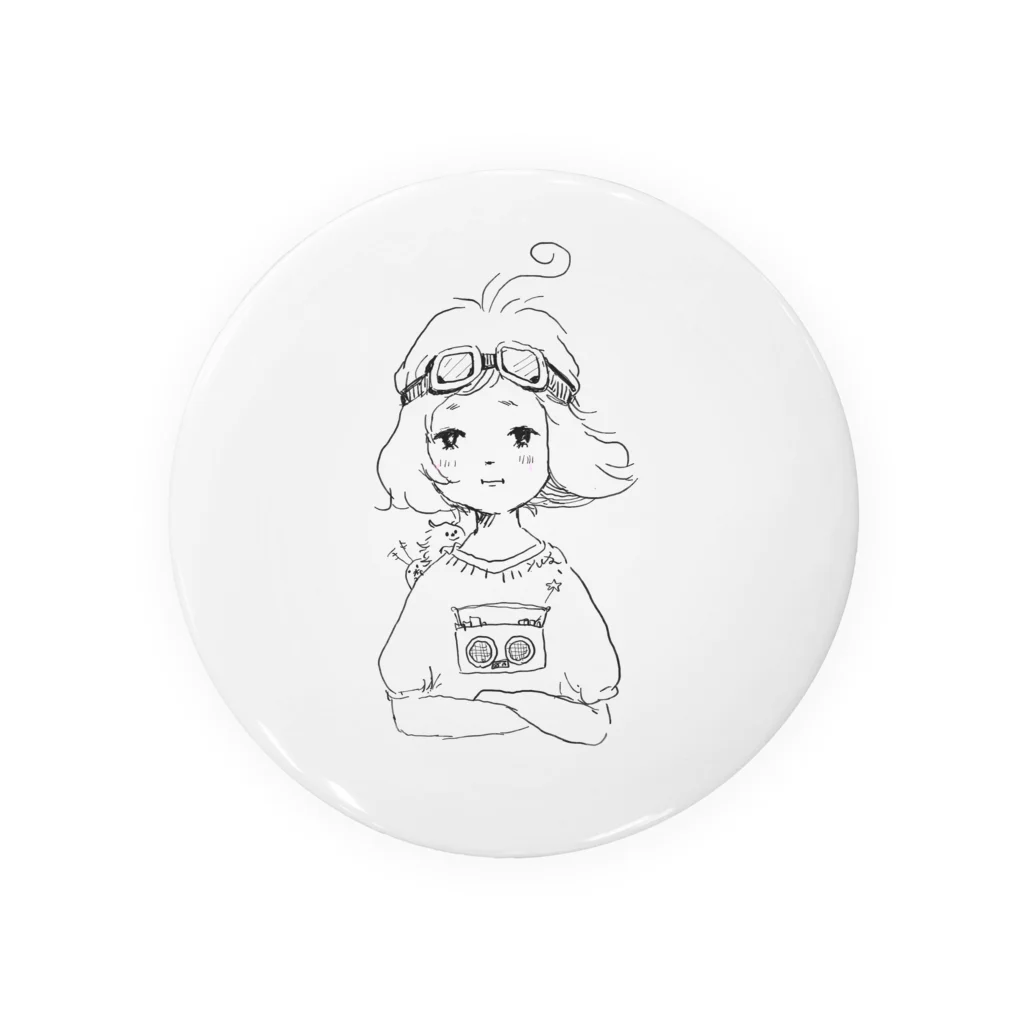 ゆ。のゴーグルとラジカセ(モノクロver) Tin Badge