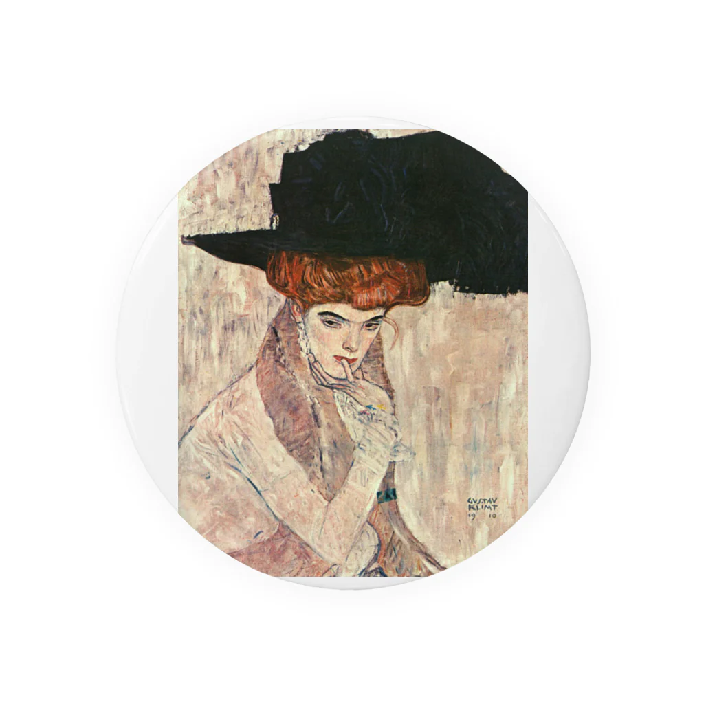 Art Baseのグスタフ・クリムト / 1910 / The Black Feather Hat / Gustav Klimt 缶バッジ
