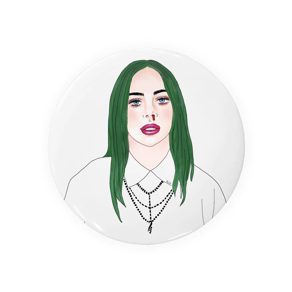 Girl_To_LadyのGreen Hair Girl Tin Badge