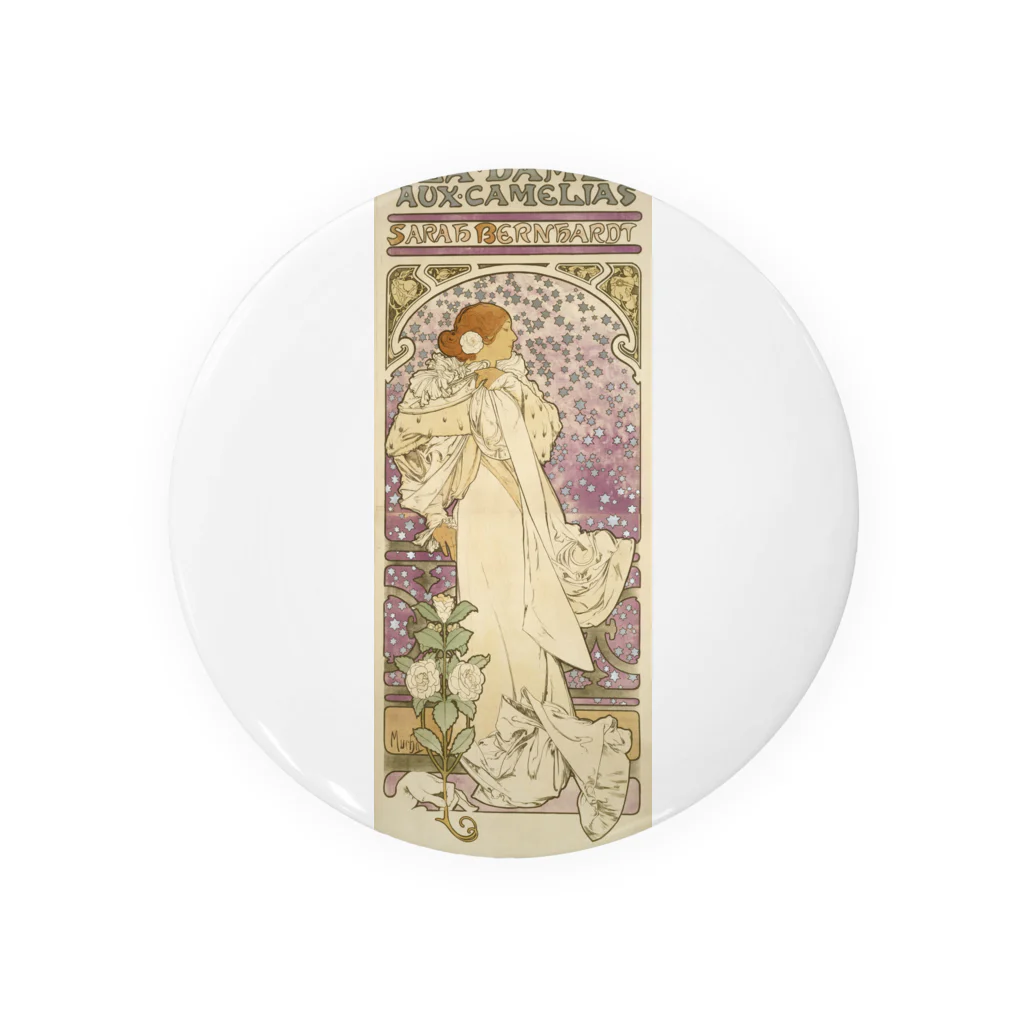 釜萢堂《かまやちどう》美術販売の「LA. DAME. / AUX. CAMELIAS / SARAH BERNHARDT」  Mucha, Alphonse／Paris Musées Tin Badge