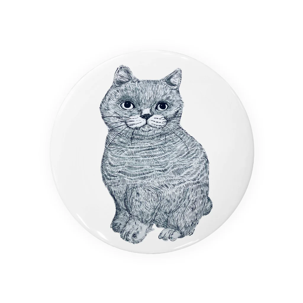 筆ペンどうぶつの猫さん Tin Badge