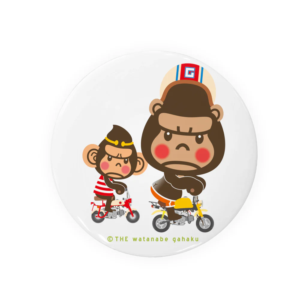 ザ・ワタナバッフルのぽっこりゴリラ"Motor cycle -  gorilla & monkey" 缶バッジ