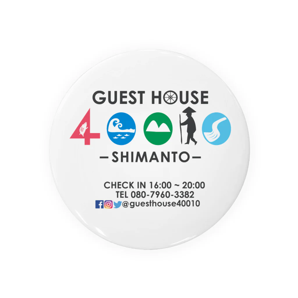 GUEST HOUSE 40010の75mm40010缶バッジロゴ＋ Tin Badge