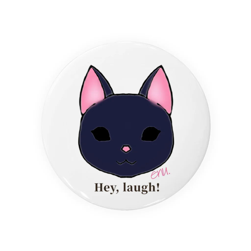 enu. のHey, laugh!(黒猫) Tin Badge