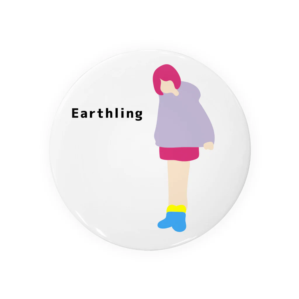 Earthlingの地球人（オンナノコ文字入り） 缶バッジ