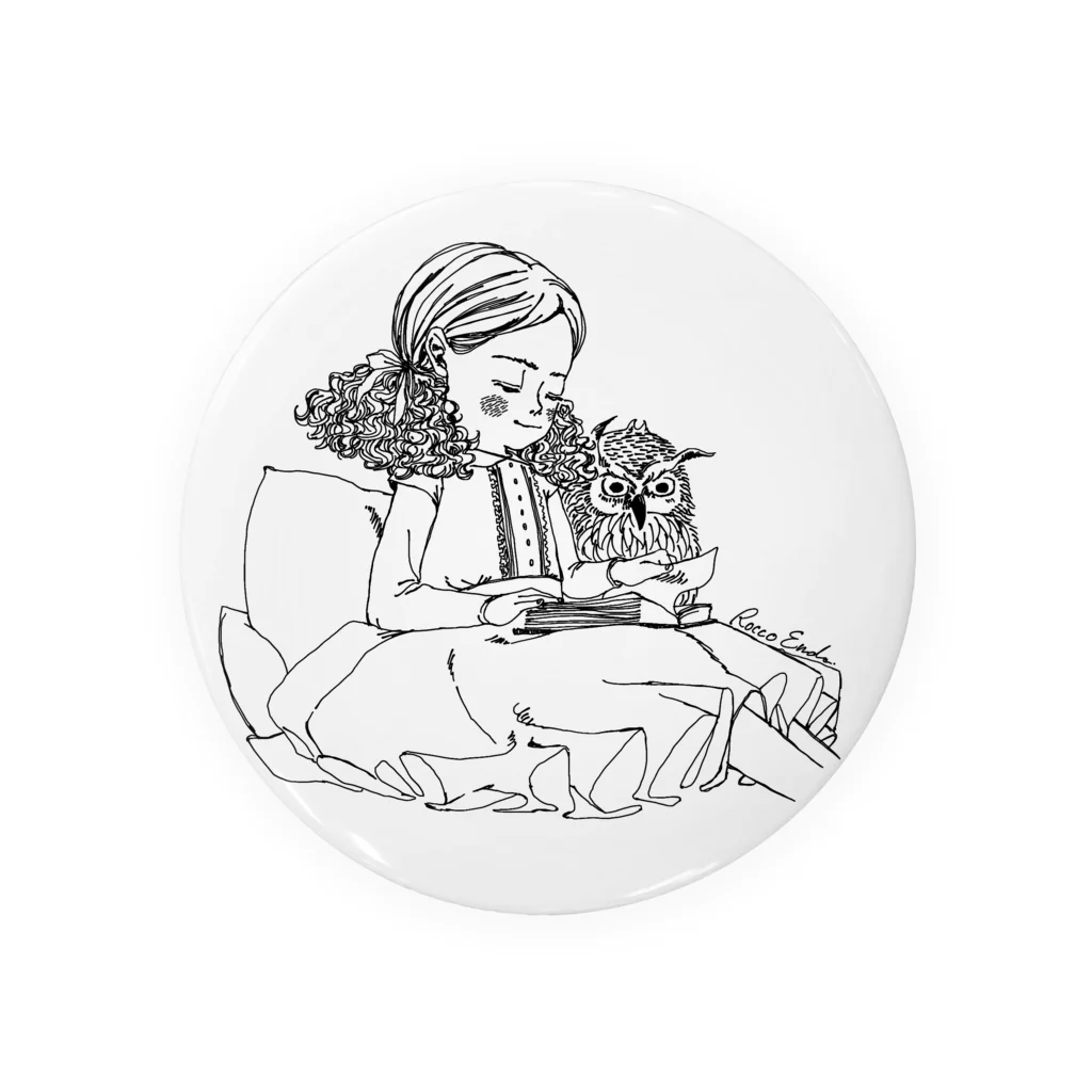 エンドロッコのお店のフクロウと女の子 Tin Badge