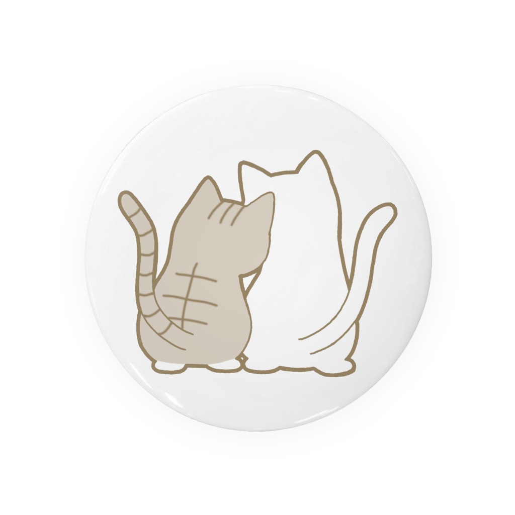 かわいいもののおみせ　いそぎんちゃくの仲良し猫の背中　サバ白&白 Tin Badge