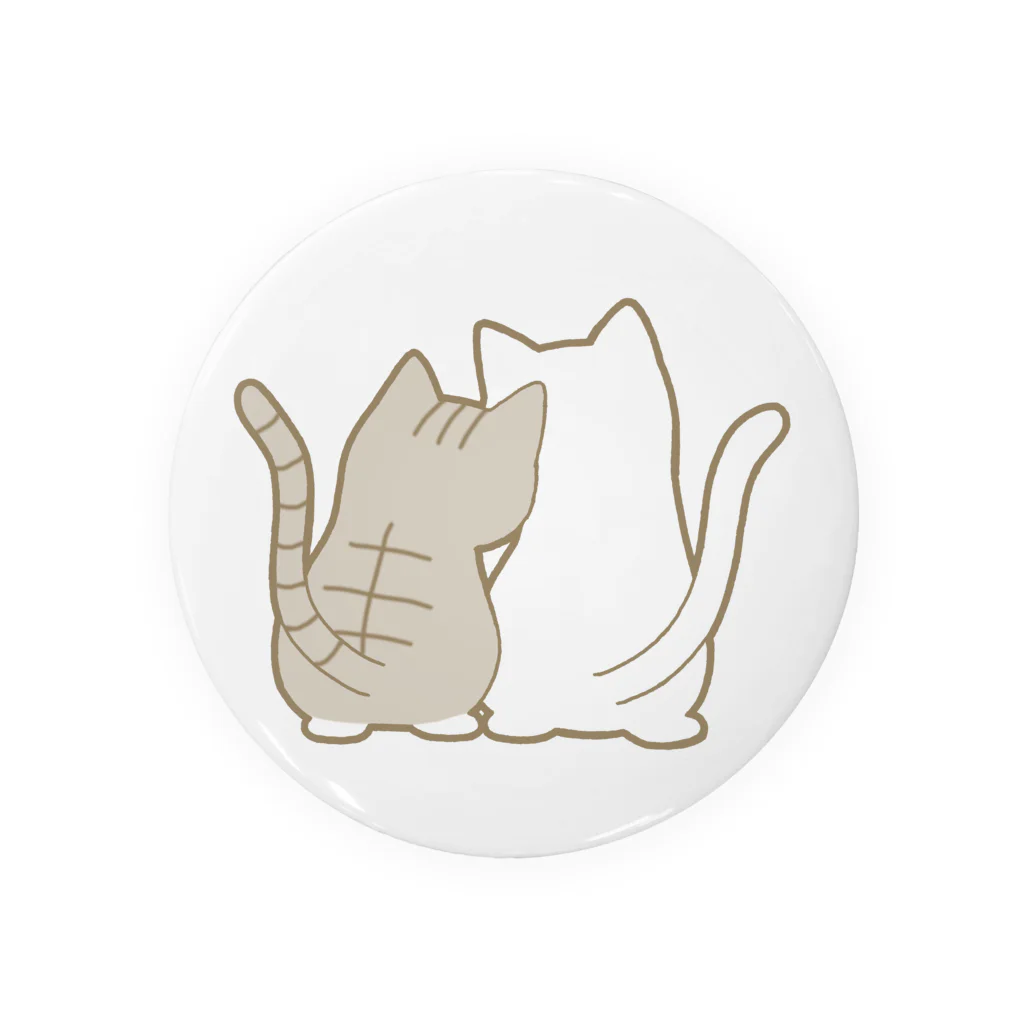 かわいいもののおみせ　いそぎんちゃくの仲良し猫の背中　サバ白&白 Tin Badge