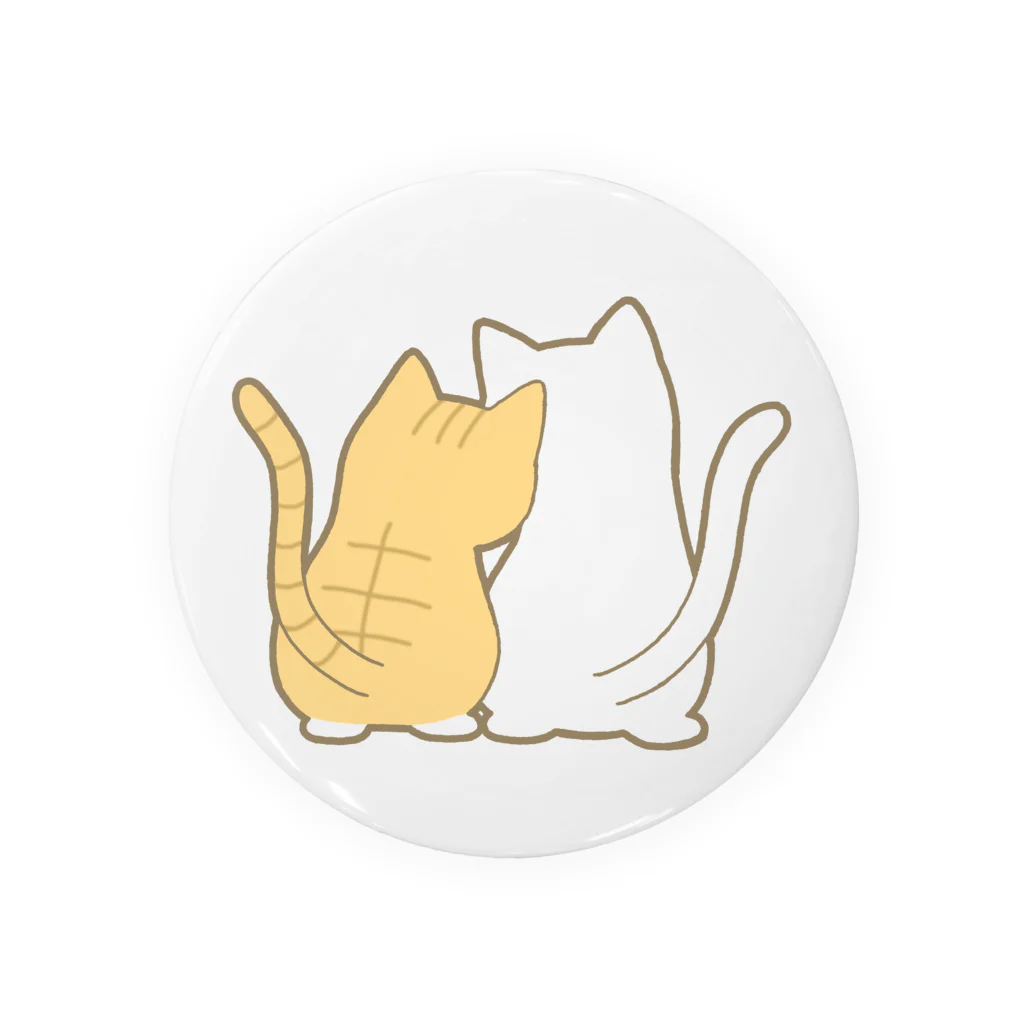 かわいいもののおみせ　いそぎんちゃくの仲良し猫の背中　茶白&白 Tin Badge