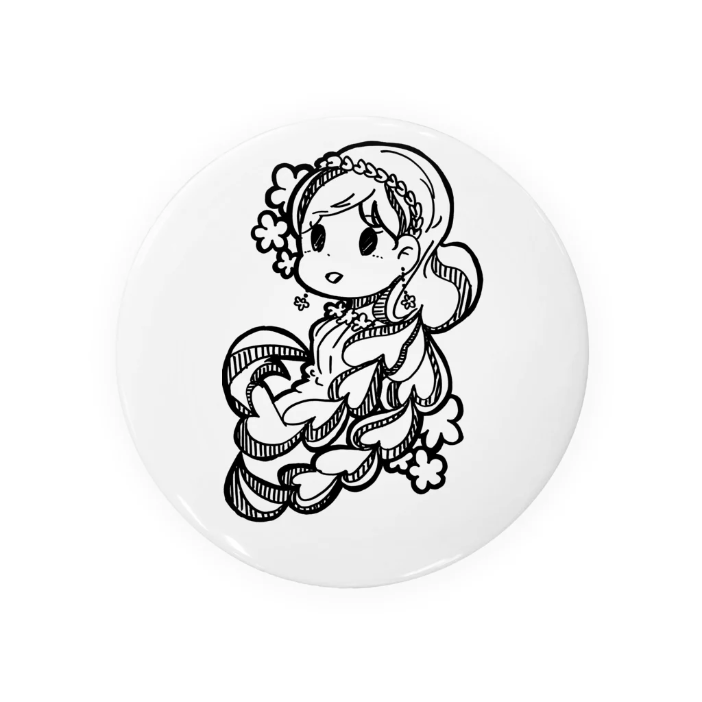 たぬきのおふとんの髪の毛の長い女の子 Tin Badge