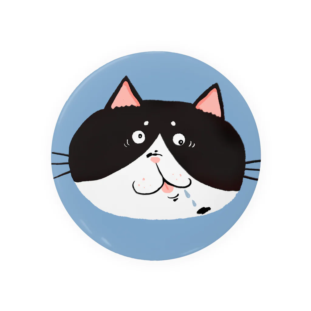 あおた｜猫好きイラストレーターのお茶目ブサカワフェイスの白黒ハチワレ猫 缶バッジ