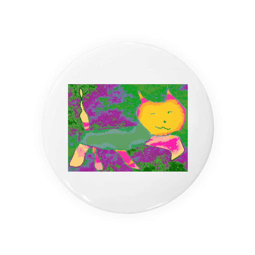 水草のドット絵 猫マン Tin Badge