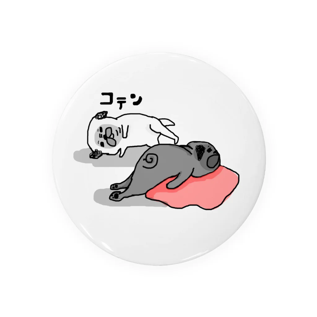 こてんshop.pugのフォーンとブラックゆるパグ Tin Badge