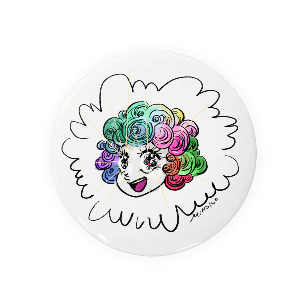 きらきら がーるずのカラフルヘアー Tin Badge