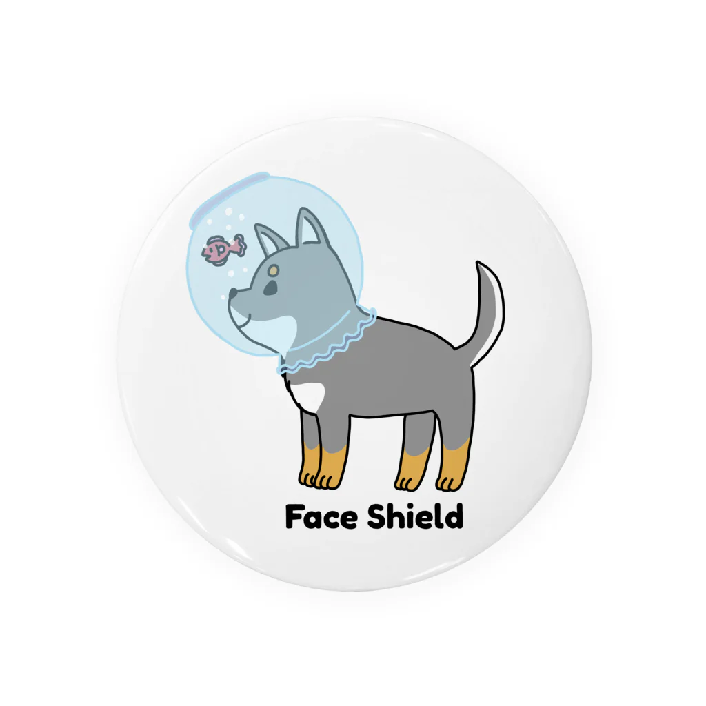 ともえのえ - 柴犬とか動物色々のFaceShield Shiba（黒柴ちゃん金魚鉢フェイスガード） 缶バッジ