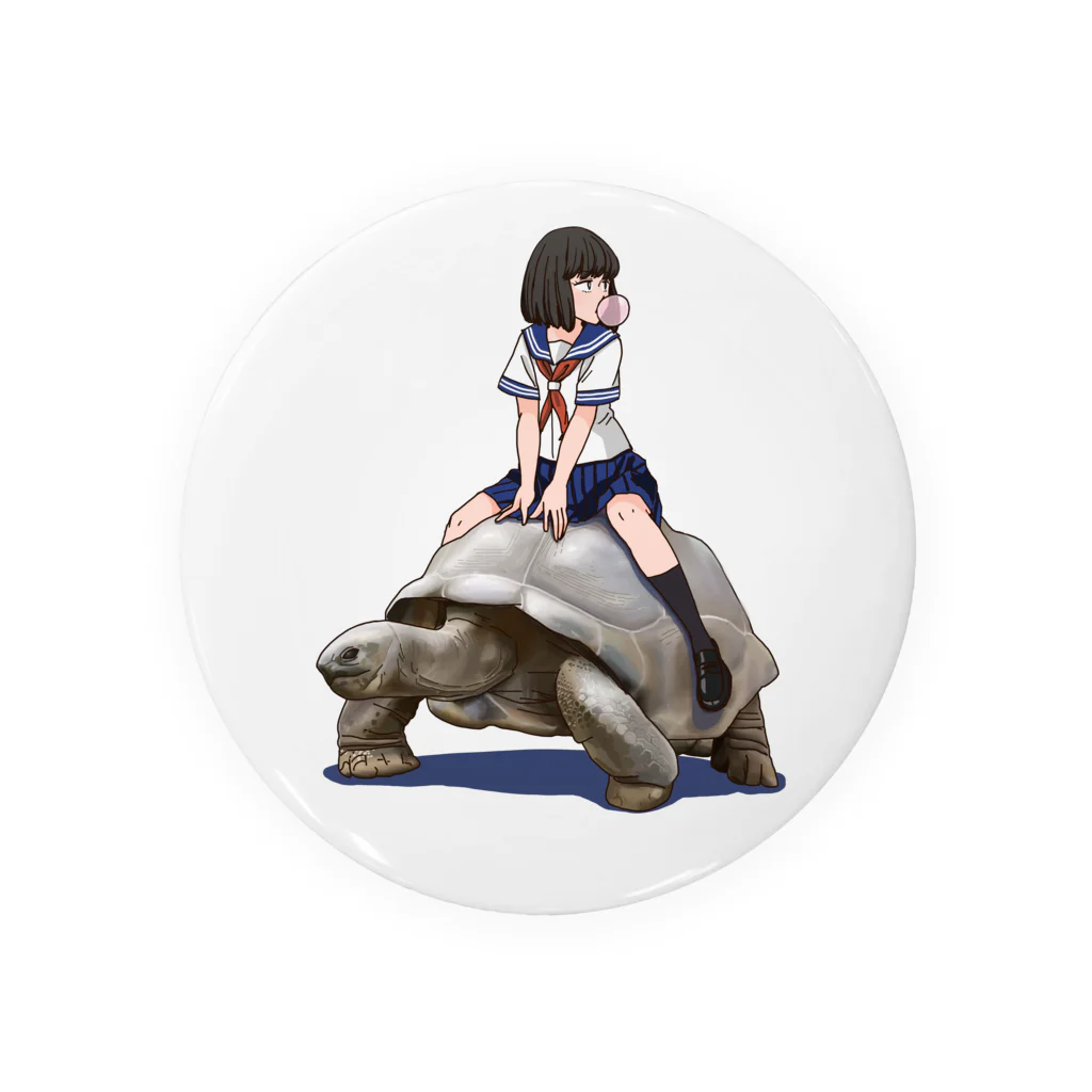 🐢ぎすた🐢のゾウガメと女子高生 Tin Badge