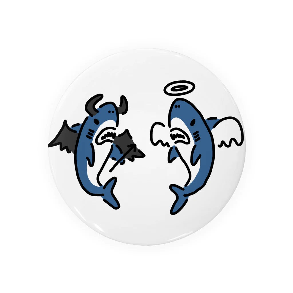 サメ わりとおもいの天使と悪魔に扮するサメ 缶バッジ
