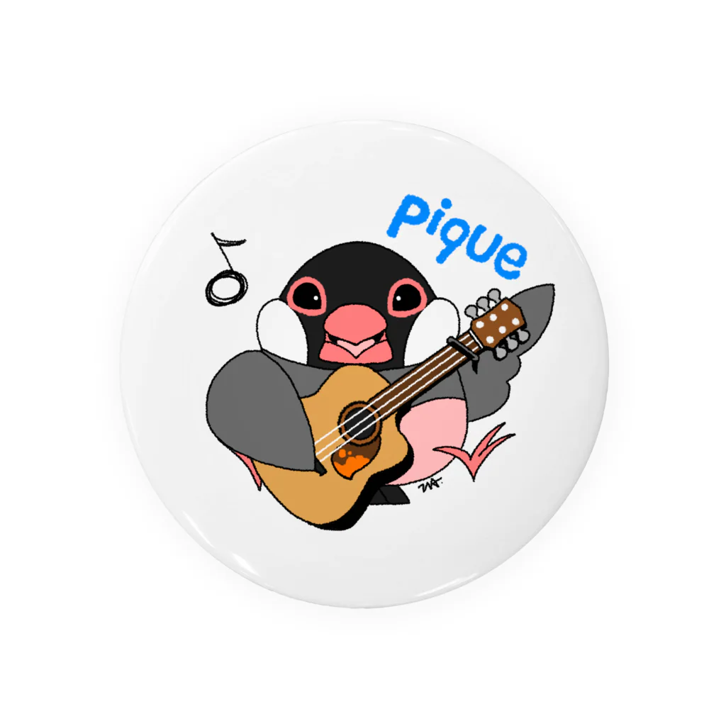 ピケ@音楽好きと繋がりたいの文鳥音楽ピケ（ピケ、ギターver） Tin Badge