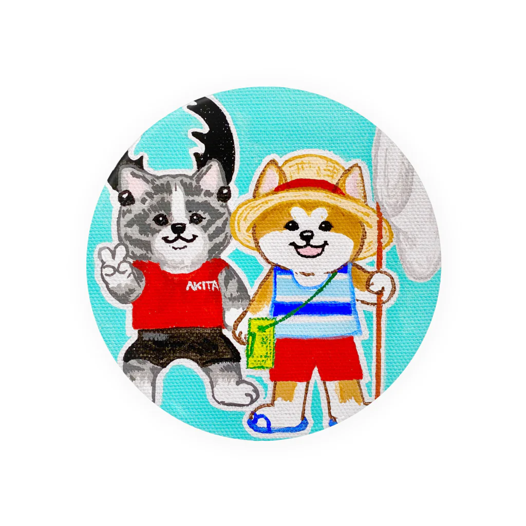 春風工房のボク達の夏休み　秋田犬 Tin Badge