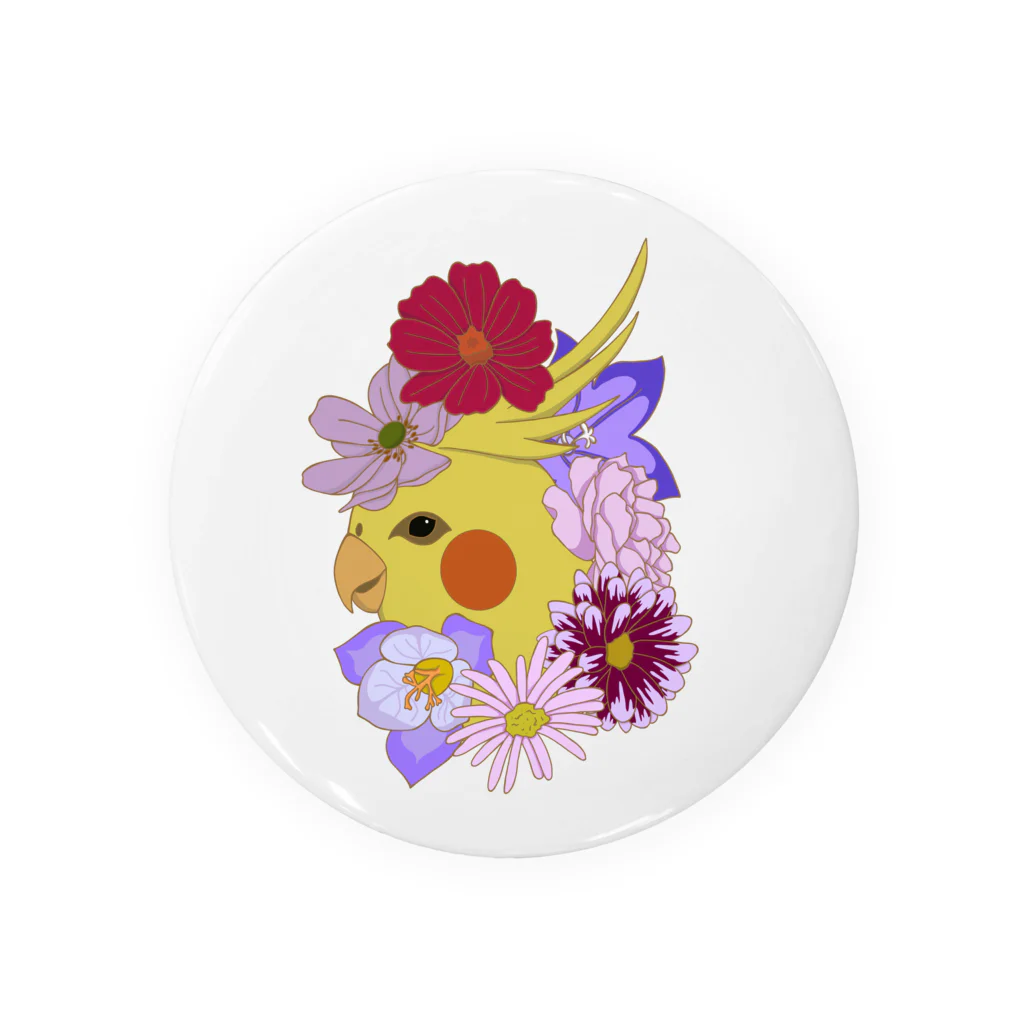 prunelleのインコと花 Tin Badge