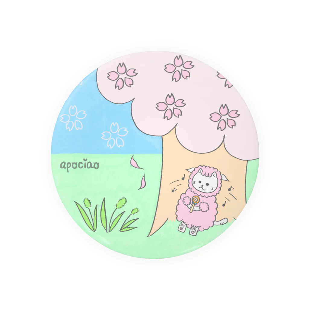 apociaoの羊猫のキャンディちゃんと桜 Tin Badge