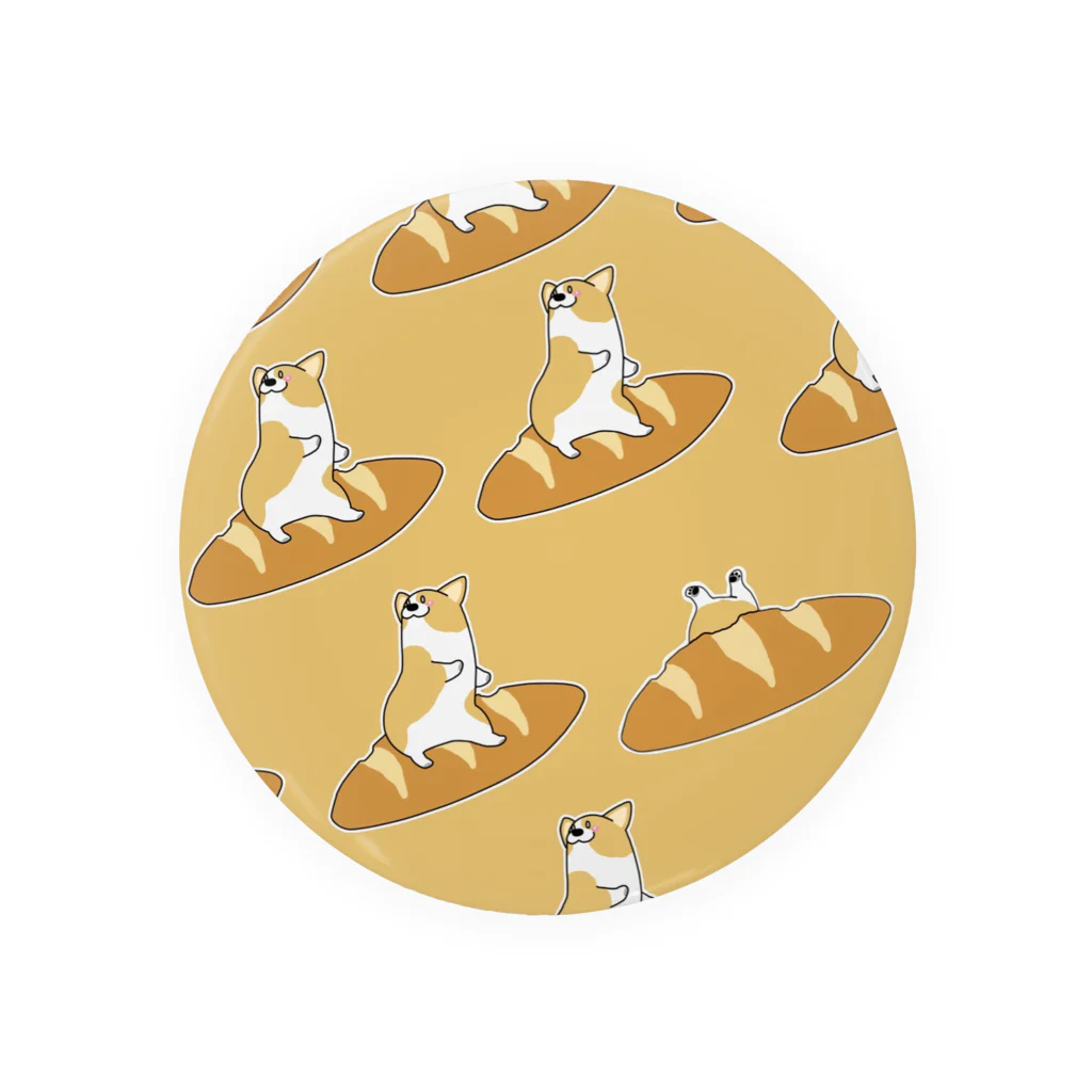 5corgisの颯爽とパンを乗りこなせないのもいるコーギー Tin Badge