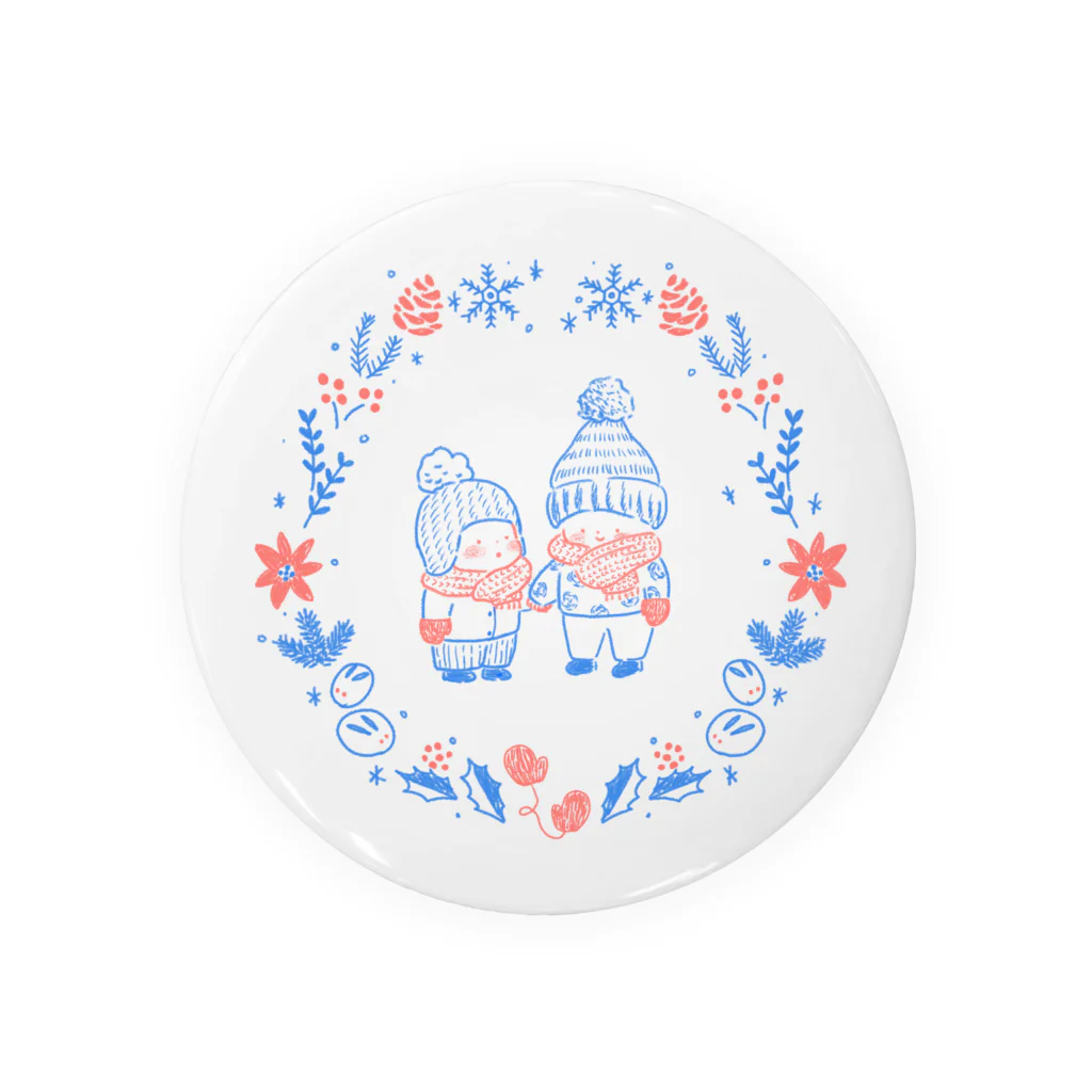 モチコのお店の雪の日のモコモコちびっこ Tin Badge