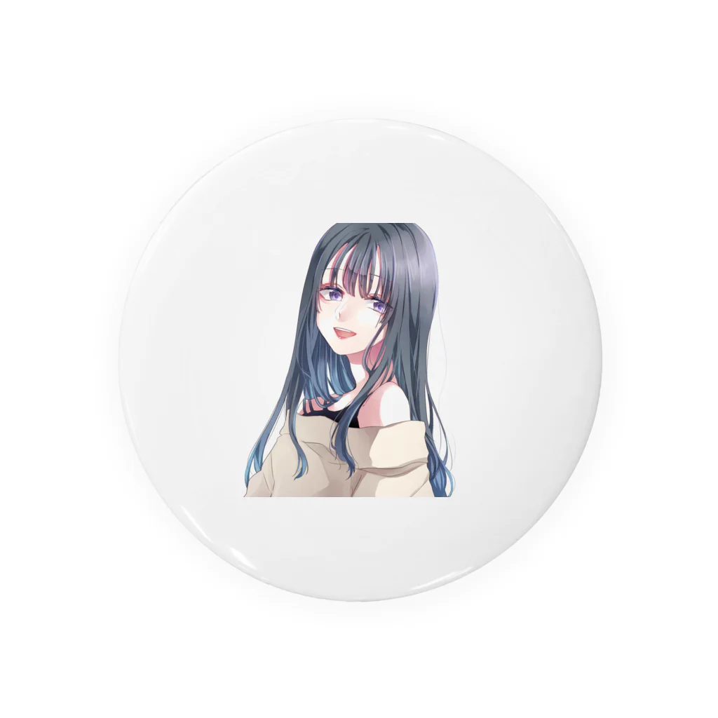 SAKURA スタイルの黒髪ロング女子 Tin Badge